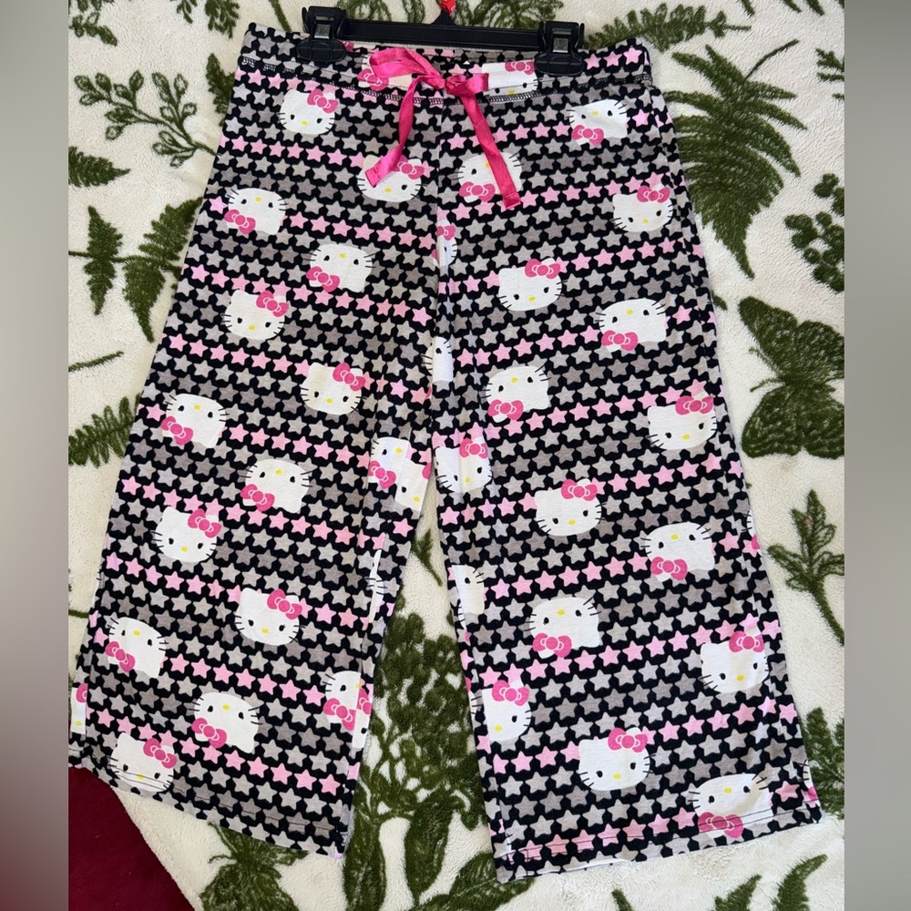 Hello Kitty By Sanrio Medium Women’s Lounge Capri Ribbon Drawstring Pants 2000’s